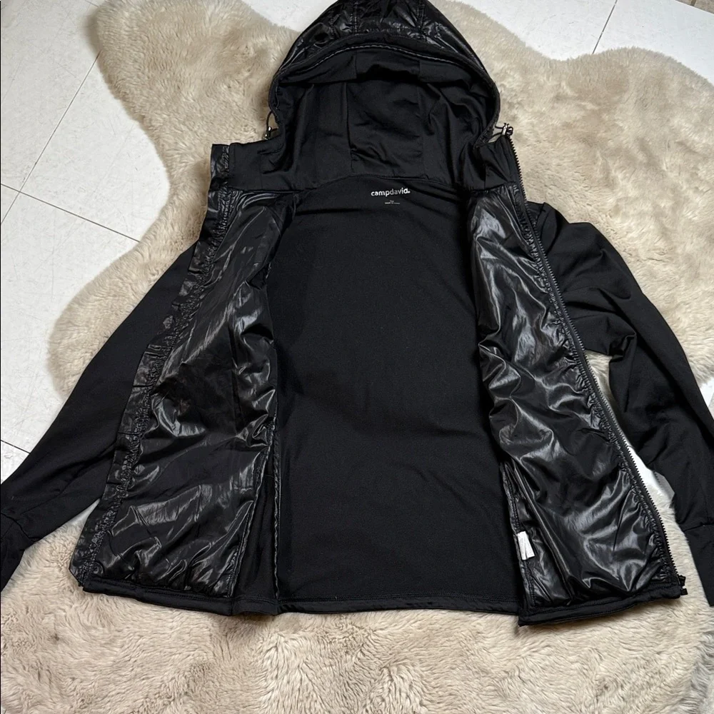 Camp David Fleece Puffer Jacket Black Women's Small Classic Timeless - Picture 3 of 7